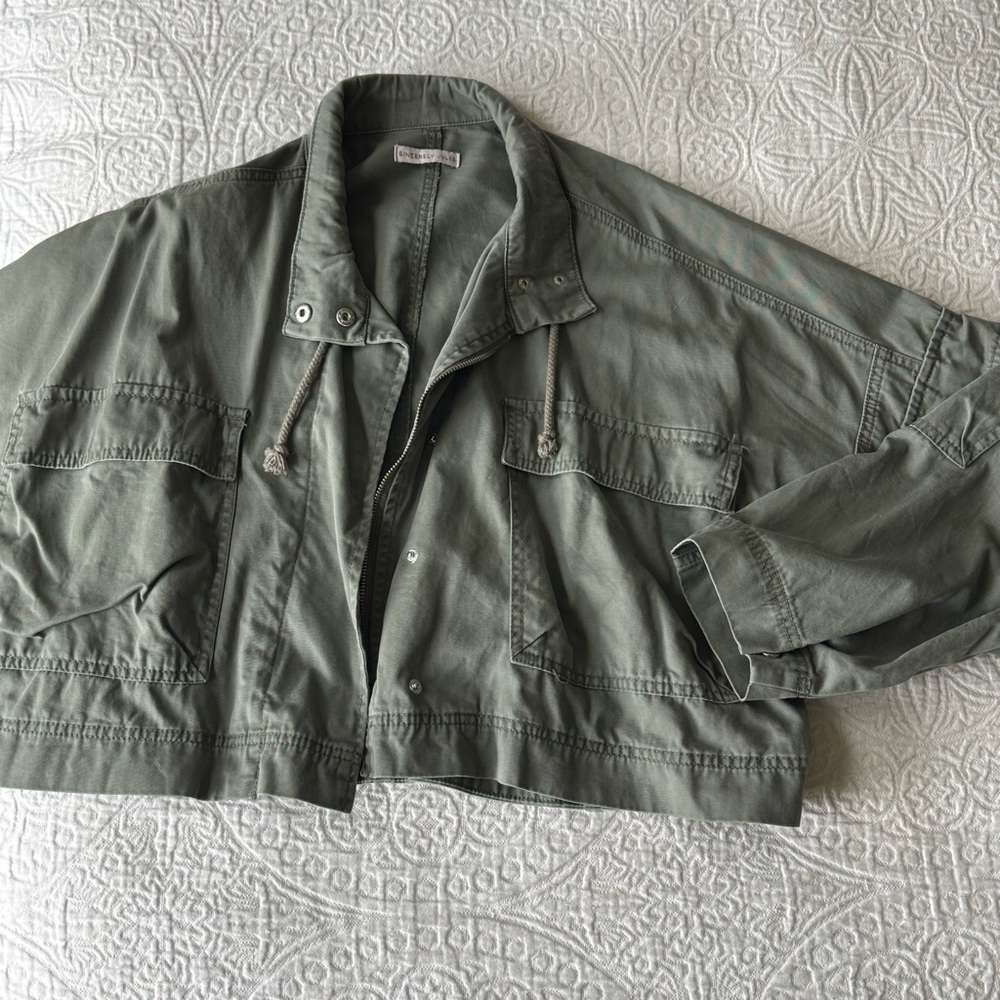 Olive Green Cropped Jacket